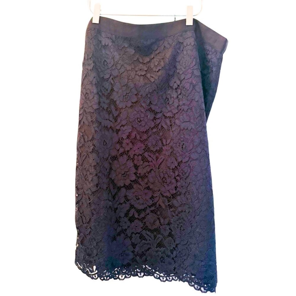 Talbots Black Floral Lace Midi Skirt - size 16